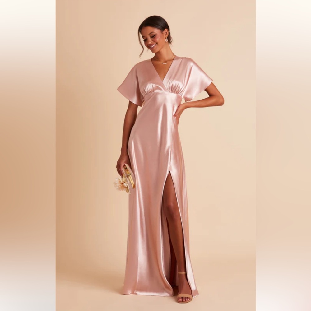 Birdy Grey Satin Maxi Dress in Rose Pink